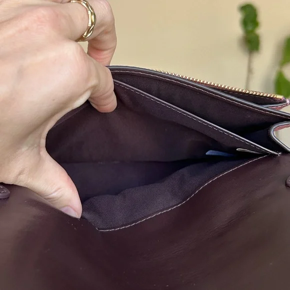 Coach Anna Foldover Pink Pebbled Leather Clutch/No Strap! - Picture 9 of 9